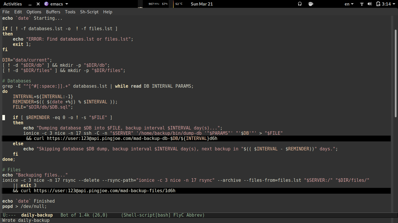 PINGJOE integration in shell cron script